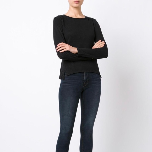 Frame Denim Tops - Frame Long Sleeve Tshirt Black Linen Size M